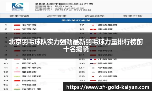 北京羽毛球队实力强劲最新羽毛球力量排行榜前十名揭晓